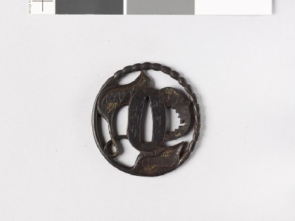 Tsuba in the form of three aoi, or hollyhock leavesfront