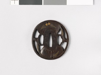 Tsuba with two aoi, or hollyhock leavesfront