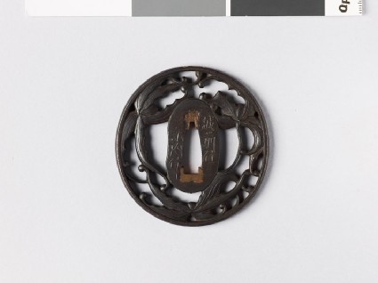 Tsuba with clematis flowersfront