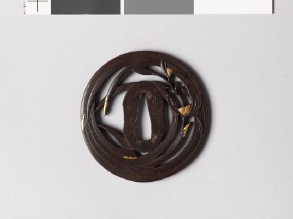 Tsuba with orchis plantfront