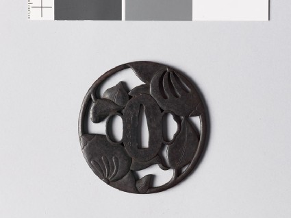 Tsuba with two heraldic orangesfront
