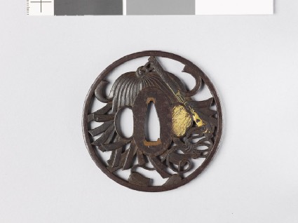 Tsuba with a saihai, or general's batonfront