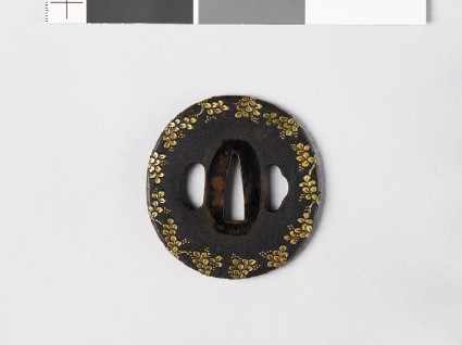 Tsuba with lespedeza foliage and flowersfront