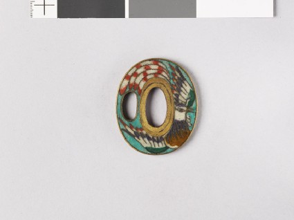 Tsuba with phoenix and cloudsfront