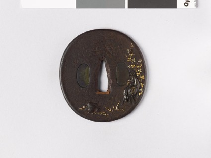 Tsuba with deer and a lespedeza bushfront