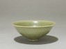 Greenware bowl with boys amid peony scrolls (oblique)