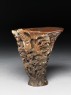 Rhinoceros horn libation cup with trees and pavilions (oblique)