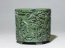 Brush pot with figures in a landscape (side)