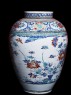 Misshapen baluster jar with flowers (side)