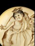 Manjū netsuke depicting a boy throwing beans at the Setsubun festival (detail)