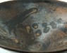Black ware tea bowl with prunus under a crescent moon (oblique)