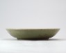 Greenware dish with lotus decoration (oblique)